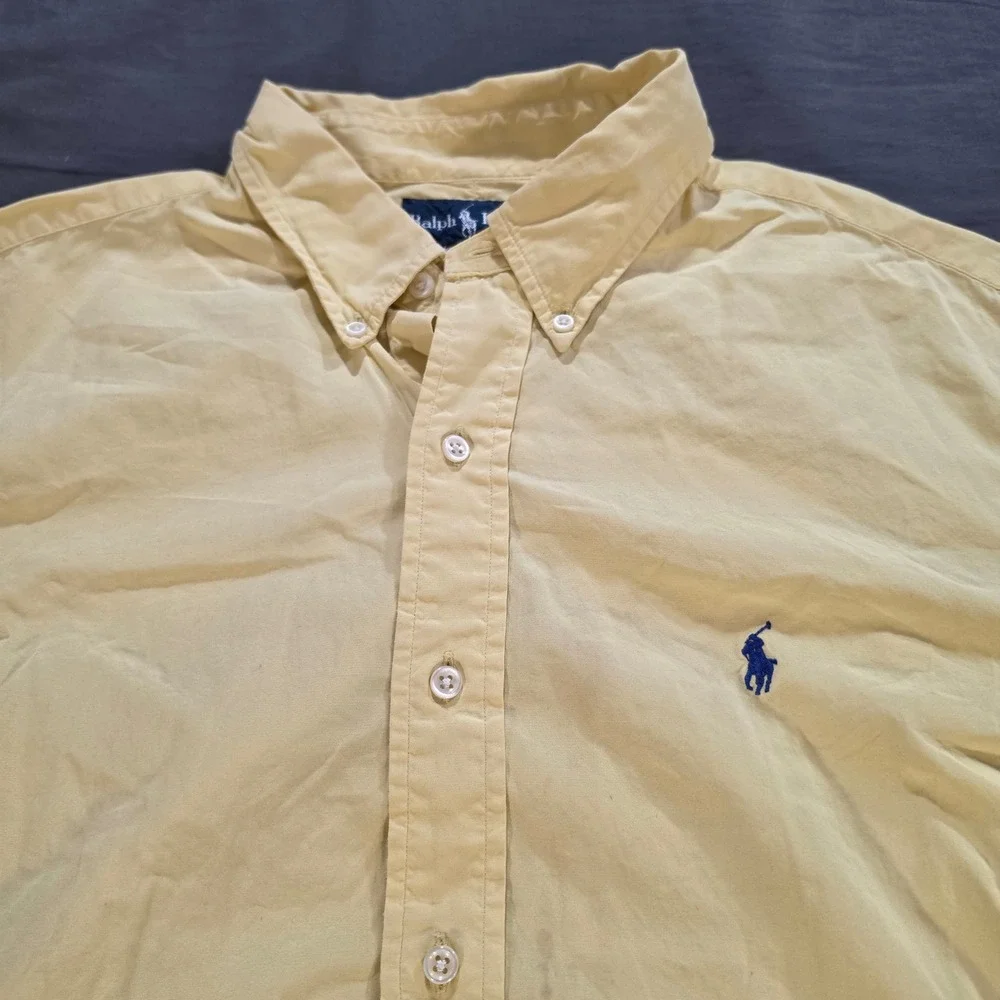 Polo Ralph Lauren Mens XL Classic Fit Yellow Button Down Shirt Long Sleeve Pony